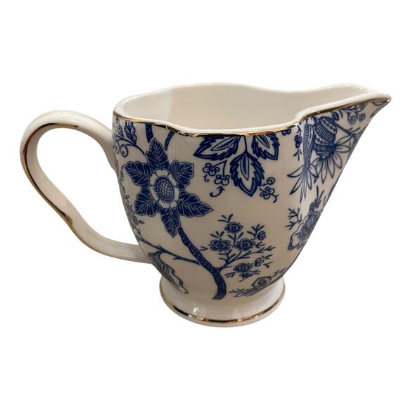 Grace Teaware Fine Porcelain Creamer & Sugar Blue & White Floral Gift Set New - Picture 3 of 16
